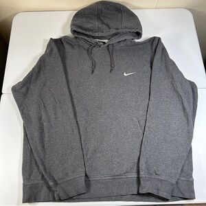 Nike Men's Pullover Drawstring Hoodie Sweater White Swoosh Gray Size 2XL